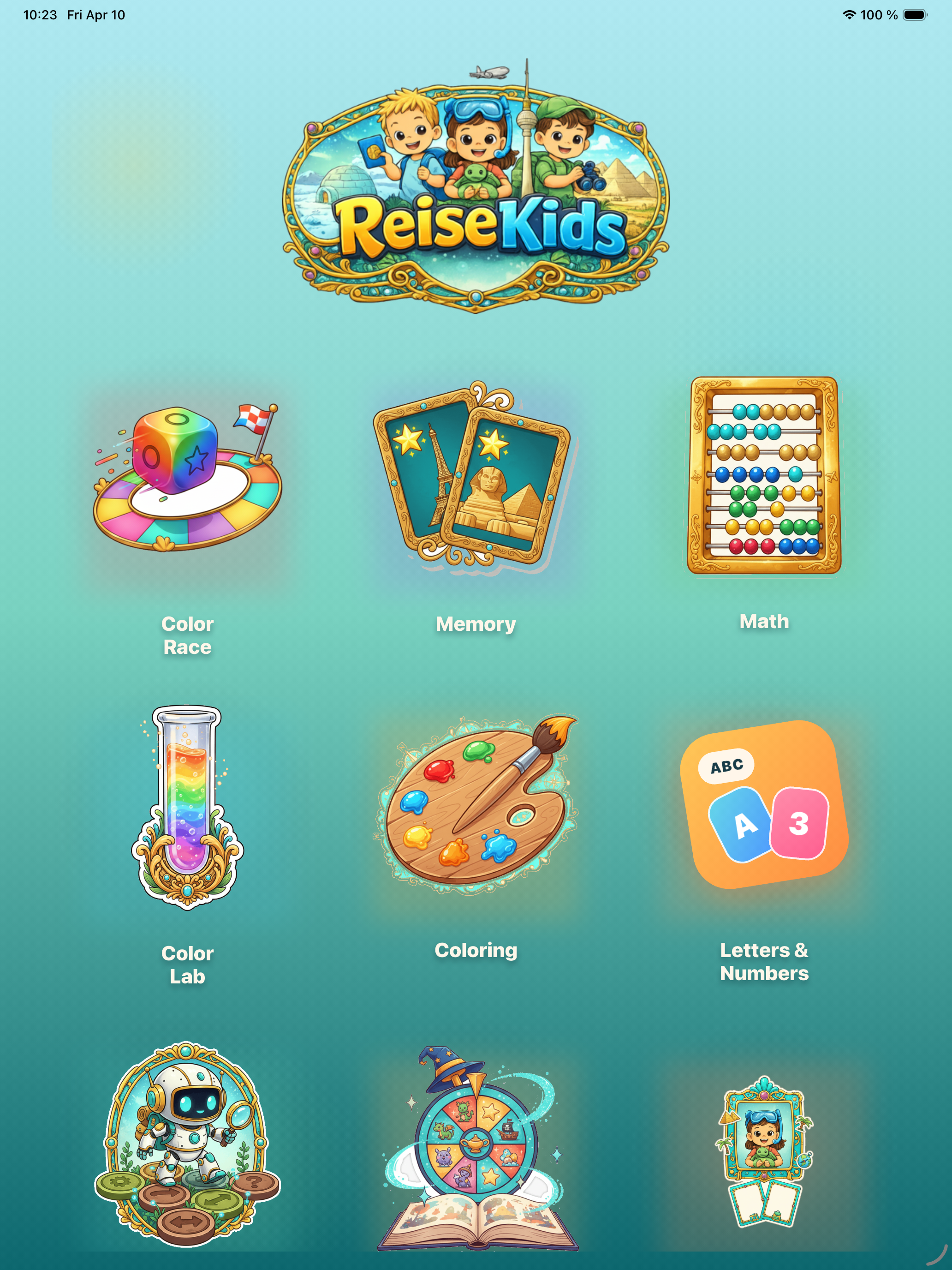ReiseKids main screen
